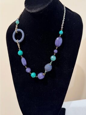 Blue and Teal Beaded Women's Necklace - Elegant Statement Jewelry